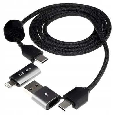 Produktbild von DBautomotive Ladekabel 100cm 4in1 USB-C/Lightning 60W