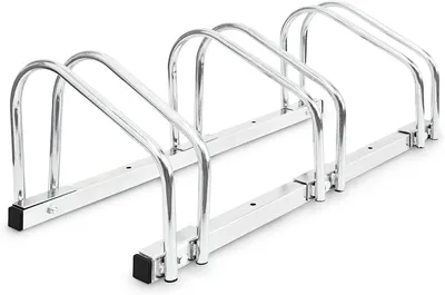 Produktbild von Fahrradständer für 3 Fahrräder – Für Wand oder Boden – Silberfarben