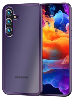 Produktbild von NALIA Matte Hybrid Schutzhülle für Samsung Galaxy S24 Plus Hülle, Semi-Transparente Harte Rückseite & Fallschutz-Rahmen Lila