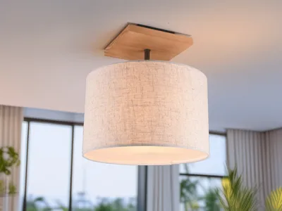 Produktbild von Deckenleuchte, Stoff, Holz, weiß, H 36 cm