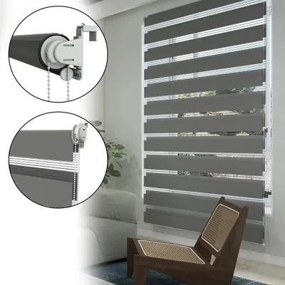 Produktbild von XMTECH Doppelrollo Klemmfix ohne Bohren | 80×150 cm, Grau | Lichtdurchlässig & Verdunkelnd | Verstellbar | Seitenzug-Zebrarollo für Fenster & Türen | Sonnenschutz & Deko