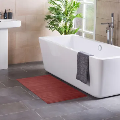 Produktbild von DE-COmmerce Bambus Badteppich LINES Aurora70x120cm – Bambus Badematte / Badvorleger, hygienisch & pflegeleicht, fußwarm, für Fußbodenheizung