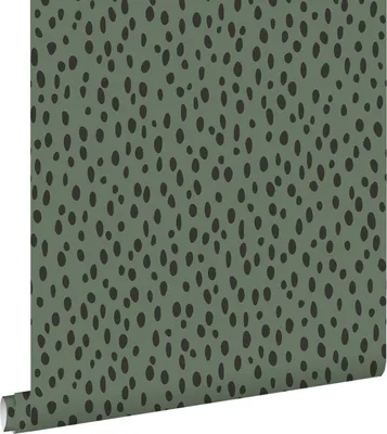 Produktbild von ESTAhome Tapete Punkte Graugrün und Schwarz 53 cm x 10.05 m