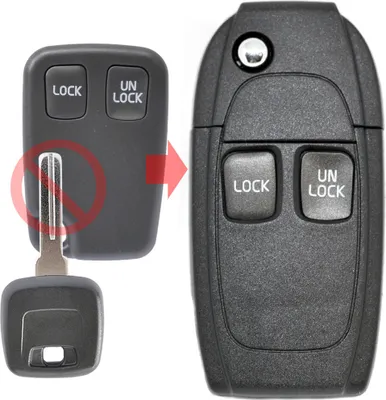 Produktbild von Auto Schlüssel Funk Fernbedienung 1x Klapp Umbau Gehäuse 2 Tasten + 1x Rohling NE66 kompatibel mit Volvo