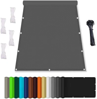 Imagen del producto de Unyqoos® Vela parasol ajustable, impermeable, de 1x2 metros – Poliéster, protección UV del 95% (UPF50+), color gris oscuro, ojales de acero inoxidable y cuerdas de sujeción