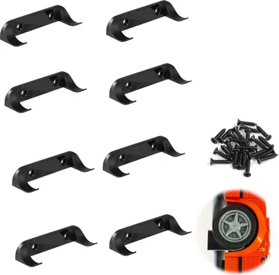 Produktbild von Zbssny Wandhalterung, 8 Stück, Schwarz, 7 x 2,3 cm, Modellauto-Displayständer mit Schrauben