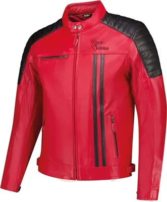 Produktbild von Rusty Stitches Cooper Motorrad Lederjacke, rot/schwarz, 2XL