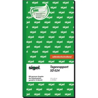 Image de SIGEL SD024 Rapports journaliers, 1ère et 2ème feuilles imprimées, 105x200 mm, autocopiant, 2 x 40 feuilles