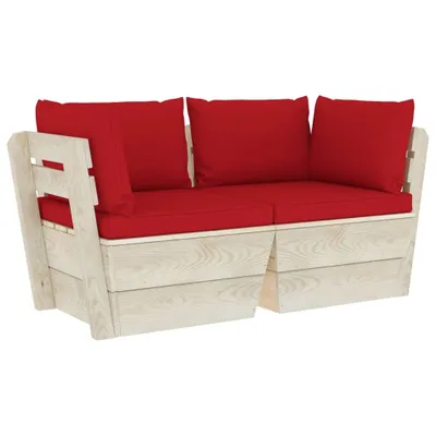 Image de vidaXL Canapé de jardin en palettes 2 places avec coussins épicéa