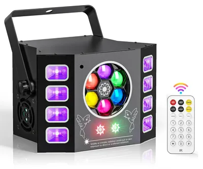 Produktbild von UV-Bienenauge-DJ-Licht - DMX-Bühnenlichteffekt - 81 W - Fernbedienung - DMX512 - Soundaktiviert - Stroboskop - EU-Stecker