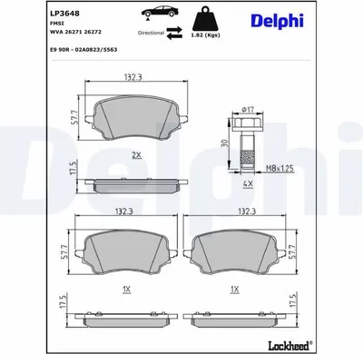 Produktbild von DELPHI Bremsbeläge Satz Vorne Bremsklötze für FORD Puma SUV LP3648