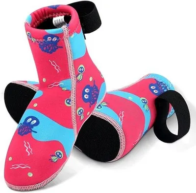 Image de Bottes de natation pour enfants, pointures 27-30, en caoutchouc rouge de 3 mm, pour l'eau froide, pour le beach-volley, pour les tout-petits.