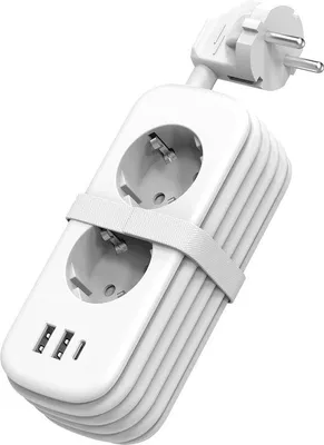 Image de Multiprise avec ports USB - 15 W, 2 prises, 4000 W, USB A et USB C - câble de 15 m