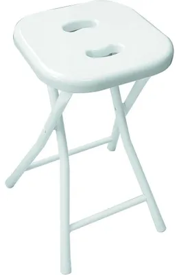 Image de Tabouret pliable blanc en résine, 28 x 26 x 46,5 cm