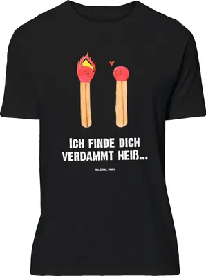 Produktbild von Mr. & Mrs. Panda Größe M T-Shirt Streichhölzer - Schwarz - Geschenk, Shirt, Freundin, Liebesgeschenk, Liebesbeweis, mit Spruch, Herren, Tshirt