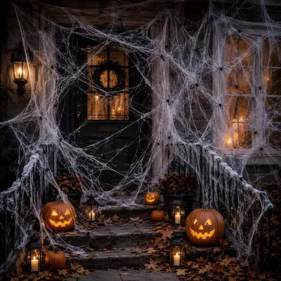 Produktbild von Halloween Dekoration Spinnennetz, 200g künstliches Spinnennetz mit 40 Spinnen, gruselige Party Deko für Haus, Fenster, Wand und Innenbereich