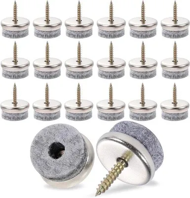Produktbild von 40 Stück Vilt-Schrauben 28 mm Vilt-Gleitlappen Nagel-Gleitlappen Vilt-Stuhlbein-Schutz Boden-Schutz für Möbel Stühle Laminat Parkett und Fliesen (grau)