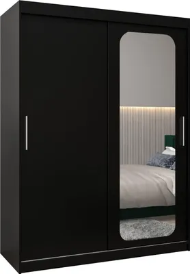 Produktbild von MEBLE KRYSPOL Promo 2150 Schlafzimmerschrank zwei Schiebetüren - Mattschwarz