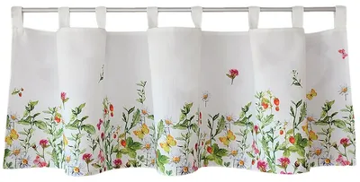 Produktbild von Scheiben-Gardine Landhaus-Stil Blumen Frühling Sommer 120 x 45 cm