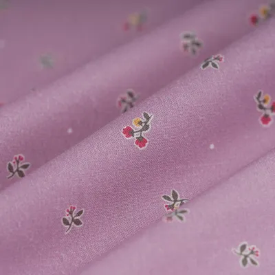 Productafbeelding van Popeline biologische katoen, bloemenprint, roze