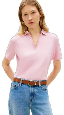 Produktbild von Tommy Hilfiger Women's Lyocell Pique Open-Nk Ss Polo WW0WW48720, Pink, M