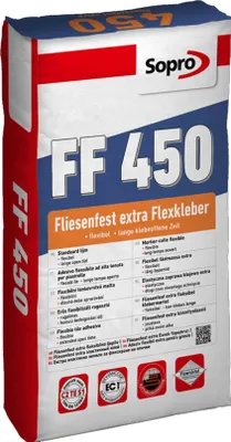 A bag of Soprro Fliesenfest Extra FF450 Flexkleber.