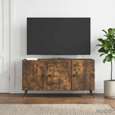 Zdjęcie produktu dla Maison Exclusive – szafka pod telewizor z dębu wędzonego 99 x 34,5 x 50 cm z płyt drewnopochodnych
