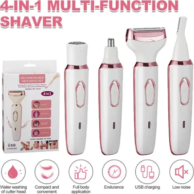 Produktbild von Elektrischer Rasierer für Frauen, Damenrasierer, Bikini-Trimmer, Körperhaarentfernung für Beine und Achselhöhlen, kabellos, wiederaufladbar