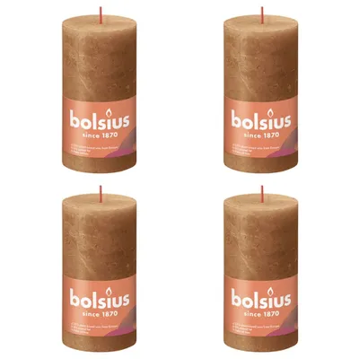 Obrázok produktu pre Bolsius Rustikálne stĺpové sviečky Shine 4 ks 130x68 mm Spice Brown