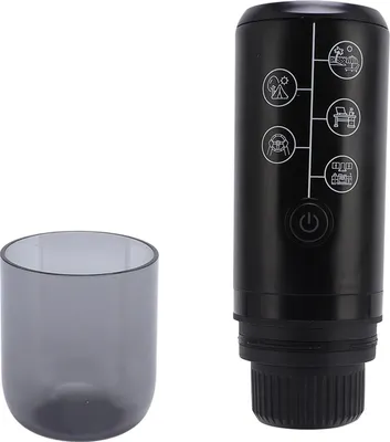 Obrázek produktu pro Přenosný kávovar s tlakem 17 barů Elektrický kávovar pro venkovní cestování s přihrádkou na kapsle černý