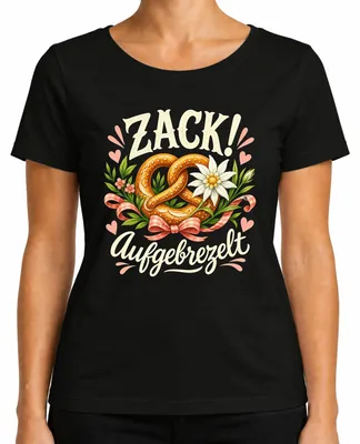 Obrázek produktu pro Zack! Tričko s motivem Oktoberfestu, "Wiesn", tradiční německý oděv, kožené kalhoty, dámské tričko, černá barva, velikost M