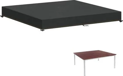 Zdjęcie produktu dla Wodoodporny pokrowiec na stół ogrodowy, prostokątny, 160 x 130 x 15 cm, odporny na promieniowanie UV i wiatr