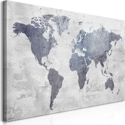 Produktbild von Wandbild Mega XXXL Weltkarte 250x125 cm Einteiliger XXL-Format Kunstdruck zur Selbstmontage Leinwandbilder moderne Bilder DIY Wanddekoration Wohnung Deko Beton k-C-0087-ak-e