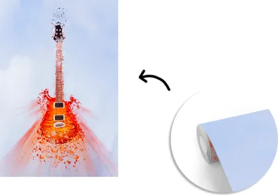Produktbild von MuchoWow® Fototapete für Wohnzimmer oder Schlafzimmer Wandtapete Vinyl Motivtapete Eine E-Gitarre in der Luft - 150x220 cm - Wandbilder