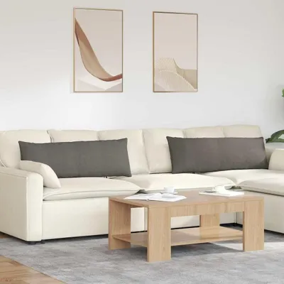 Produktbild von Set aus 2 hellgrauen Bankkissen aus Rippstoff, 120 x 40 cm