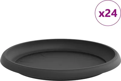 Image de Plateau à fleurs rond 24 pcs Noir Ø 21,5 x 2,5 cm Plastique