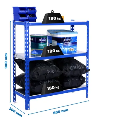 Produktbild von SIMONCLICK MINI 3/300 900 BLAU/GALVA Metallregal