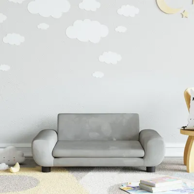 Immagine prodotto di The Living Store divano per bambini grigio chiaro 70x45x33 cm in velluto