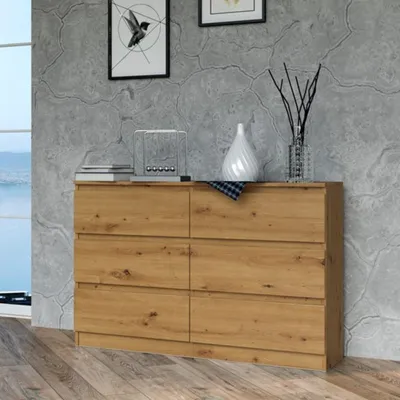 Produktbild von Kommode, Schlafzimmer Flur, Schrank, Sideboard, Highboard mit 6 Schubladen, Breite 120 cm Höhe 75 | Artisan