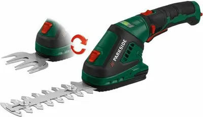 Produktbild von PARKSIDE Akku-Gras- Strauchschere PGSA 4 drehbarer Softgriff, USB Ladekabel
