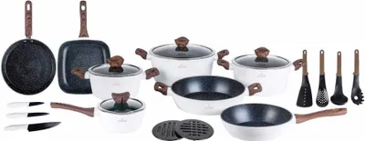 Produktbild von ZILNER 21-Teilig weißes Marmoriertes Topfset Kochgeschirr-Set Zl-8543