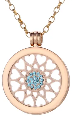 Produktbild von Morella Damen Halskette gold 70 cm Edelstahl mit Amulett und Coin 33 mm Herzornament in Schmuckbeutel