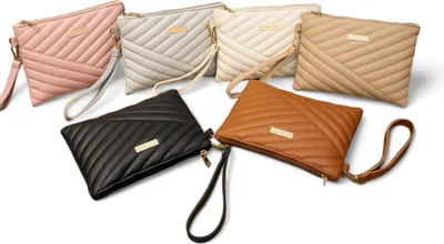 Produktbild von Kleine Handgelenktasche verschiedene Farben Kosmetiktasche Dunkelbraun