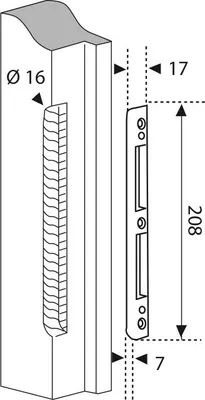 Image de Gâche centrale encastrable réversible pour porte d'entrée, 208x17x7mm, Europa, G-22864-00-0-1 - FERCO by THIRARD