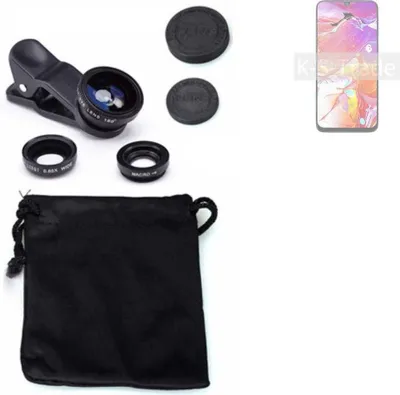 Produktbild von K-S-Trade Smartphone Kamera Linsen Set Kompatibel mit Samsung Galaxy A40s 3in1 Clip-On Kamera Adapter Macro Weitwinkel FishEye Fischauge Objektiv