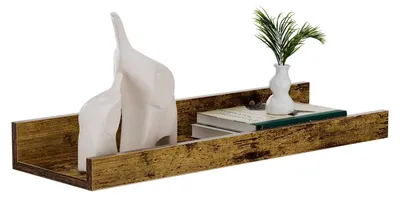 Zdjęcie produktu dla Półka ścienna z płyty MDF, 40 cm, półka wisząca, z ramką na zdjęcia i zabezpieczeniem przed wypadnięciem, do kuchni