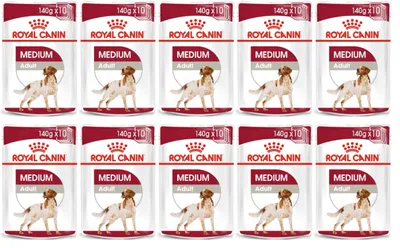 Produktbild von Royal Canin Medium Adult - Alleinfuttermittel für ausgewachsene Hunde mittlerer Rassen, 10 Beutel à 140 g