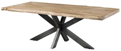Immagine prodotto di MASSIVMOEBEL24 | FREEFORM 5 Tavolo da pranzo in legno di mango - verniciato beige / gambe incrociate antracite lucido 200x100