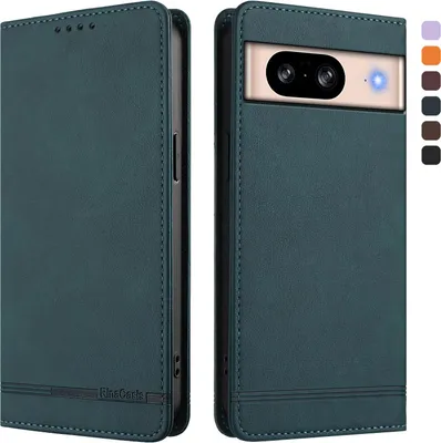 Produktbild von Hülle für Google Pixel 8, Retro Kunstleder Ständer Klapphülle mit Kartenfächer und Magnetische Grün