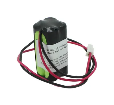 Produktbild von Notleuchtenakku NiMH 4,8V 600mAh F2x2 Micro AAA mit Kabel und Stecker